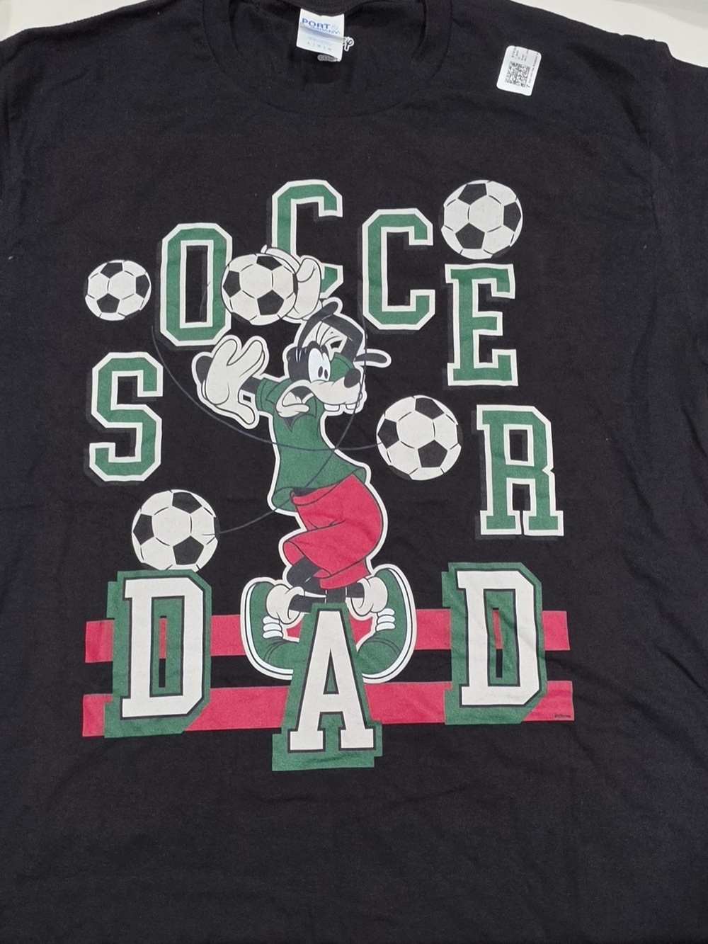 Disney Black 'Soccer Dad' Graphic Tee with Green & Red Accents